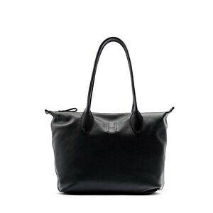 NEW ZARA LEATHER SHOULDER TOTE BAG WITH LETTER H COLOUR BLACK